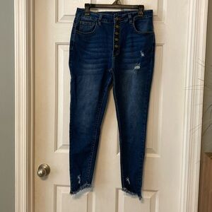 NWOT skinny jeans high rise button up raw hem size OXL never worn